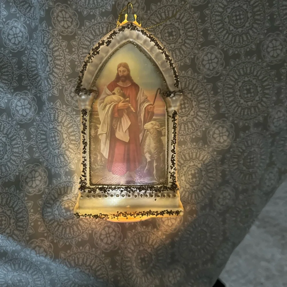 Religious Ornament with Jesus and Lamb